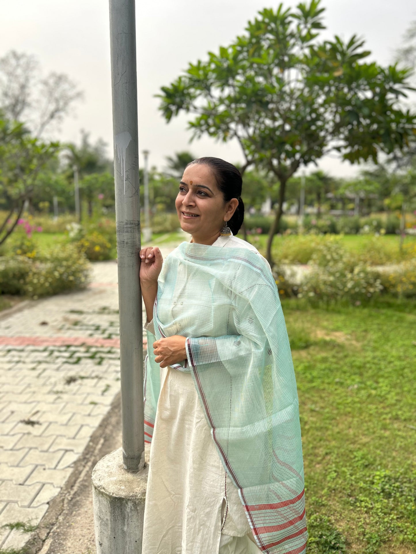Green Hand Woven Kota Doria Stole