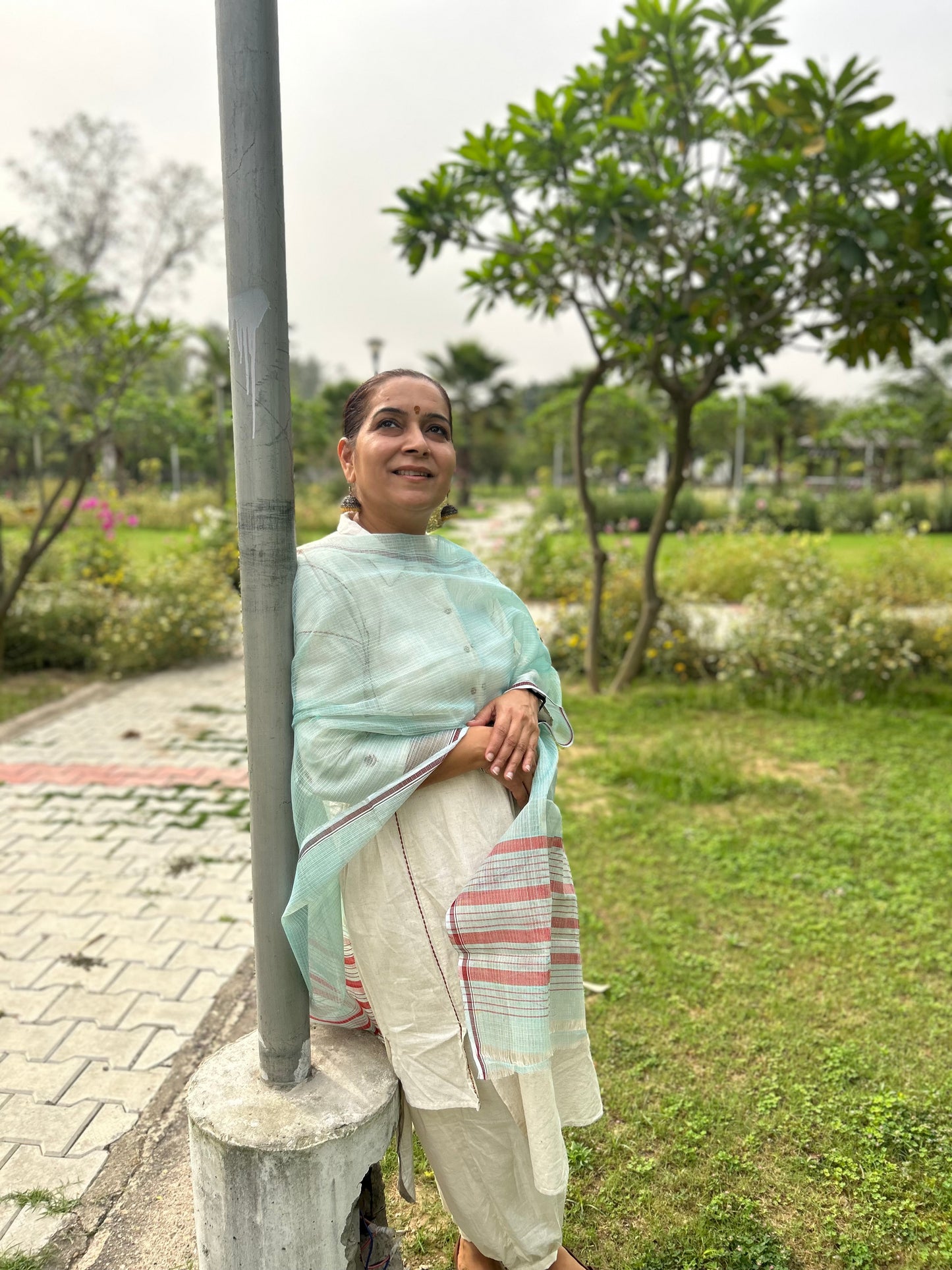 Green Hand Woven Kota Doria Stole