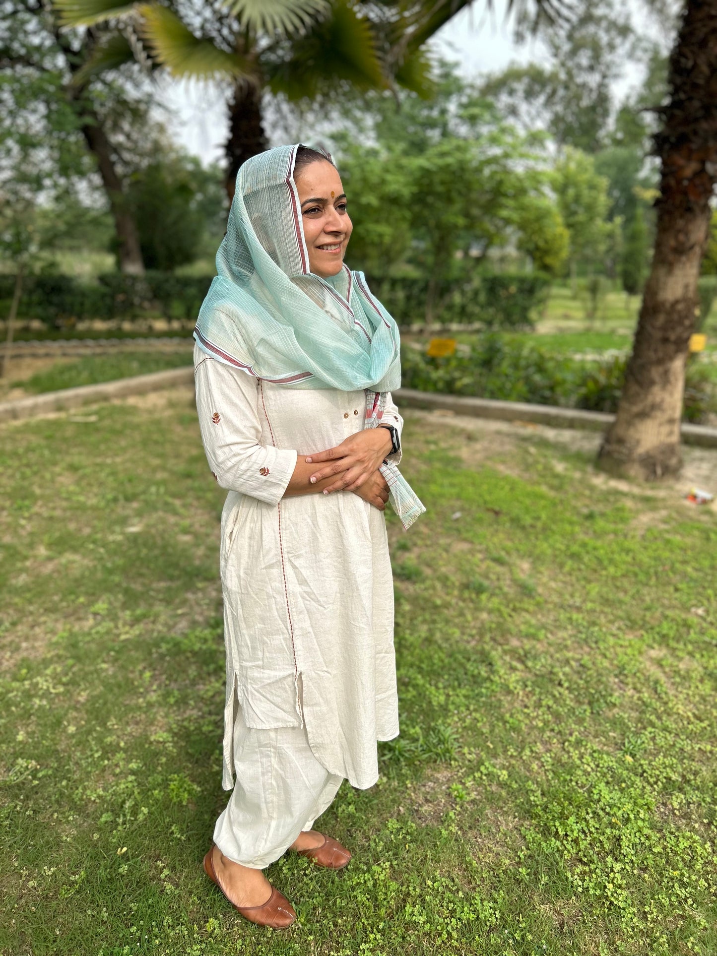 Green Hand Woven Kota Doria Stole