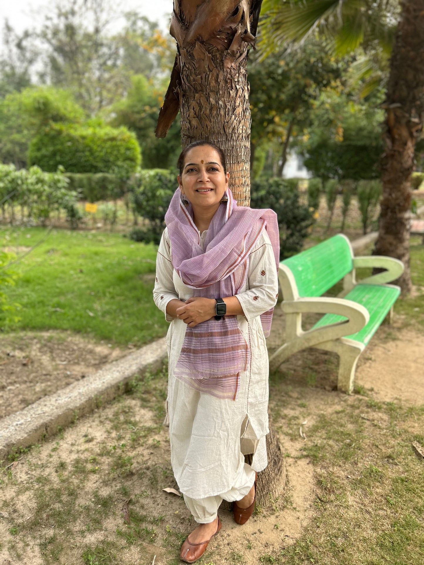 Mauve Hand Woven Kota Doria Stole