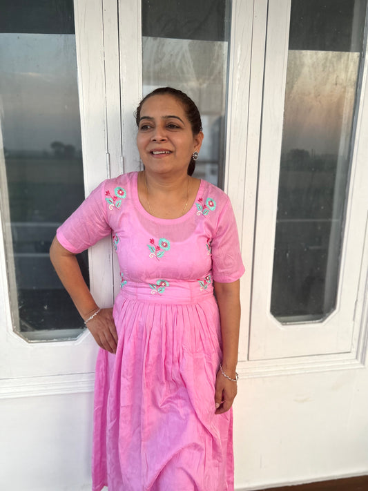 Pink Hand Embroidery Dress