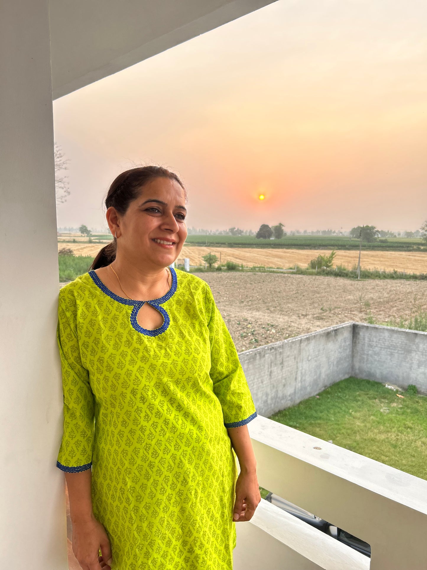 Green Block Printed Top