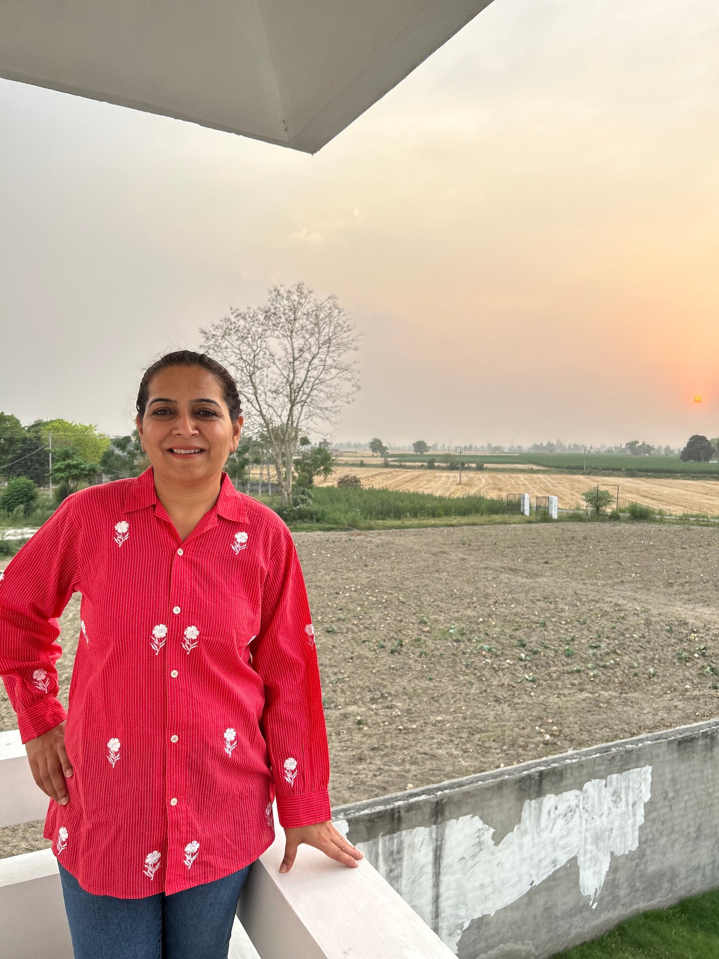 Pink Cotton Machine Embroidered Tunic