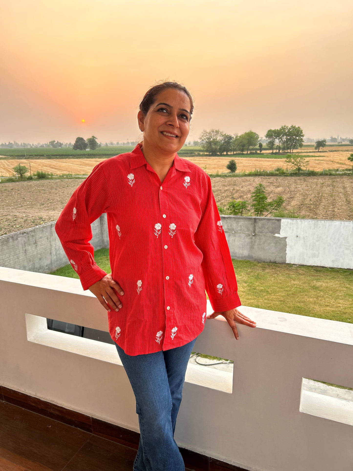 Pink Cotton Machine Embroidered Tunic