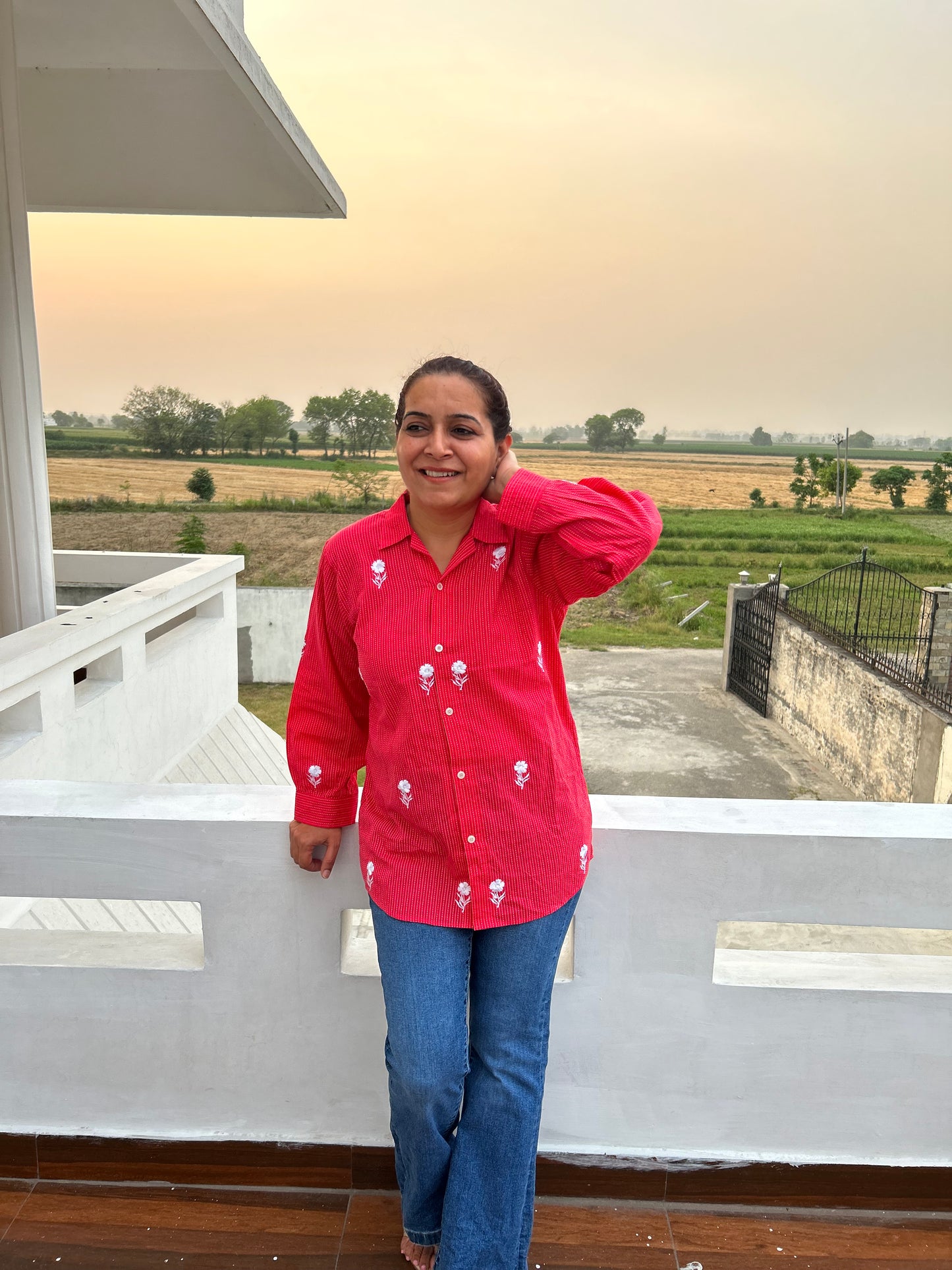 Pink Cotton Machine Embroidered Tunic