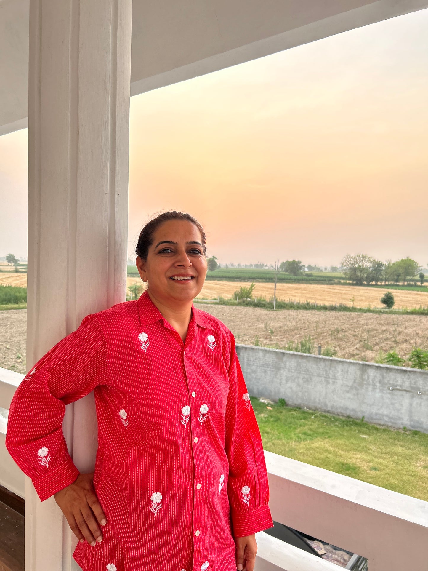 Pink Cotton Machine Embroidered Tunic