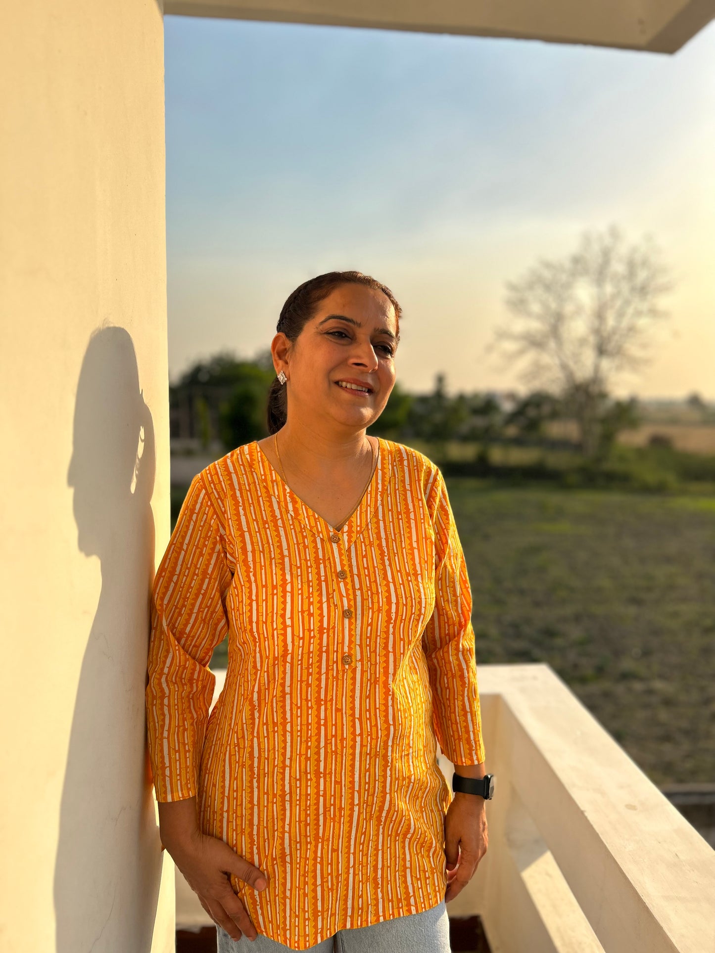 Yellow Printed Kurti