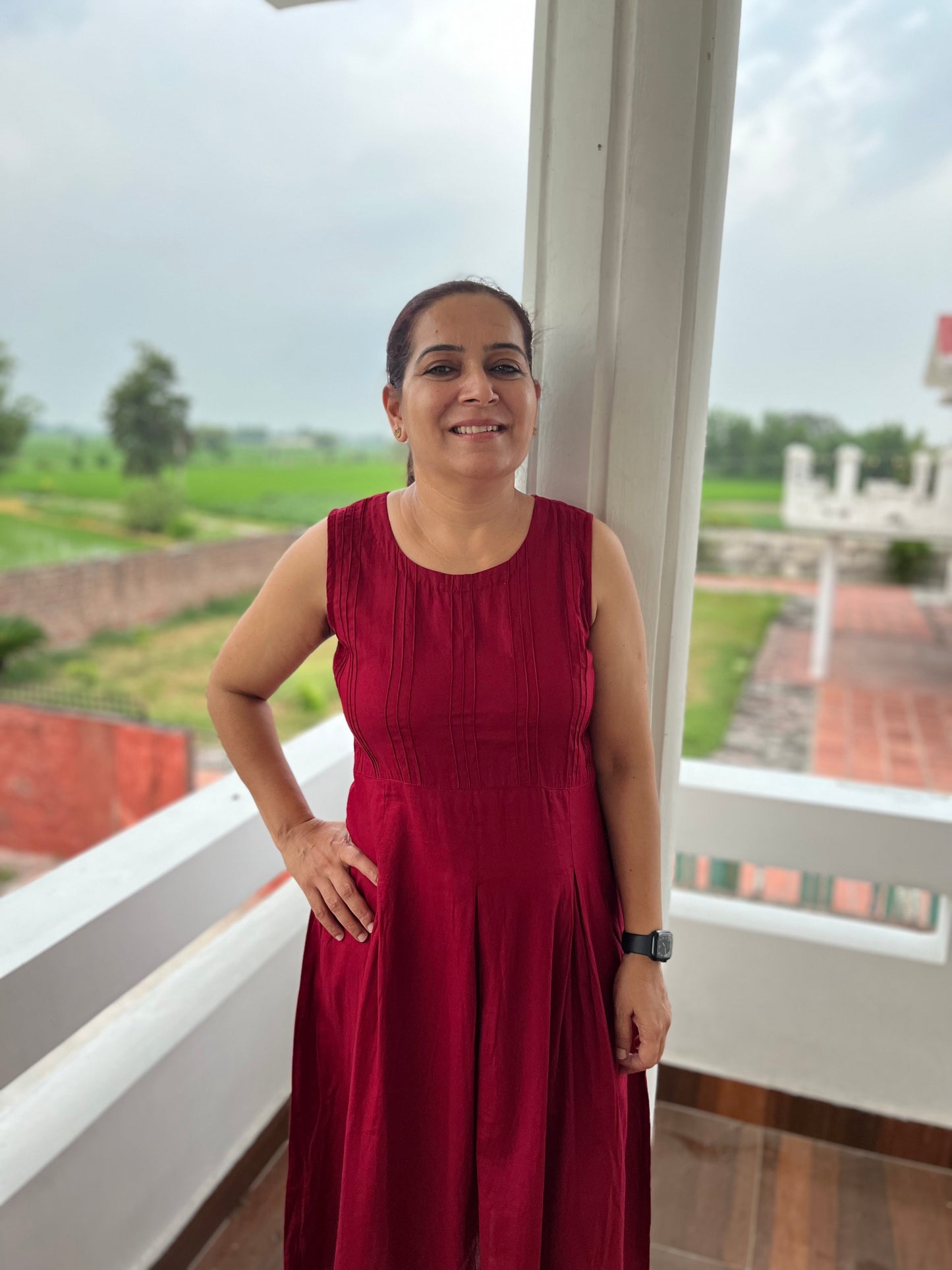 Maroon Cotton Dress