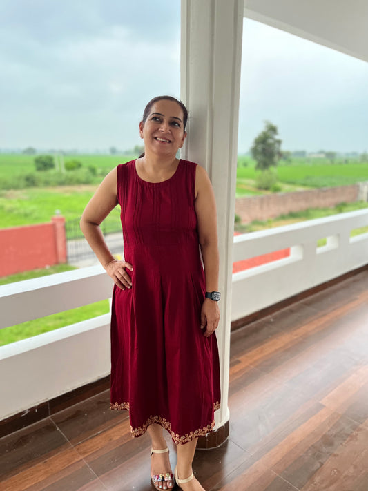 Maroon Cotton Dress
