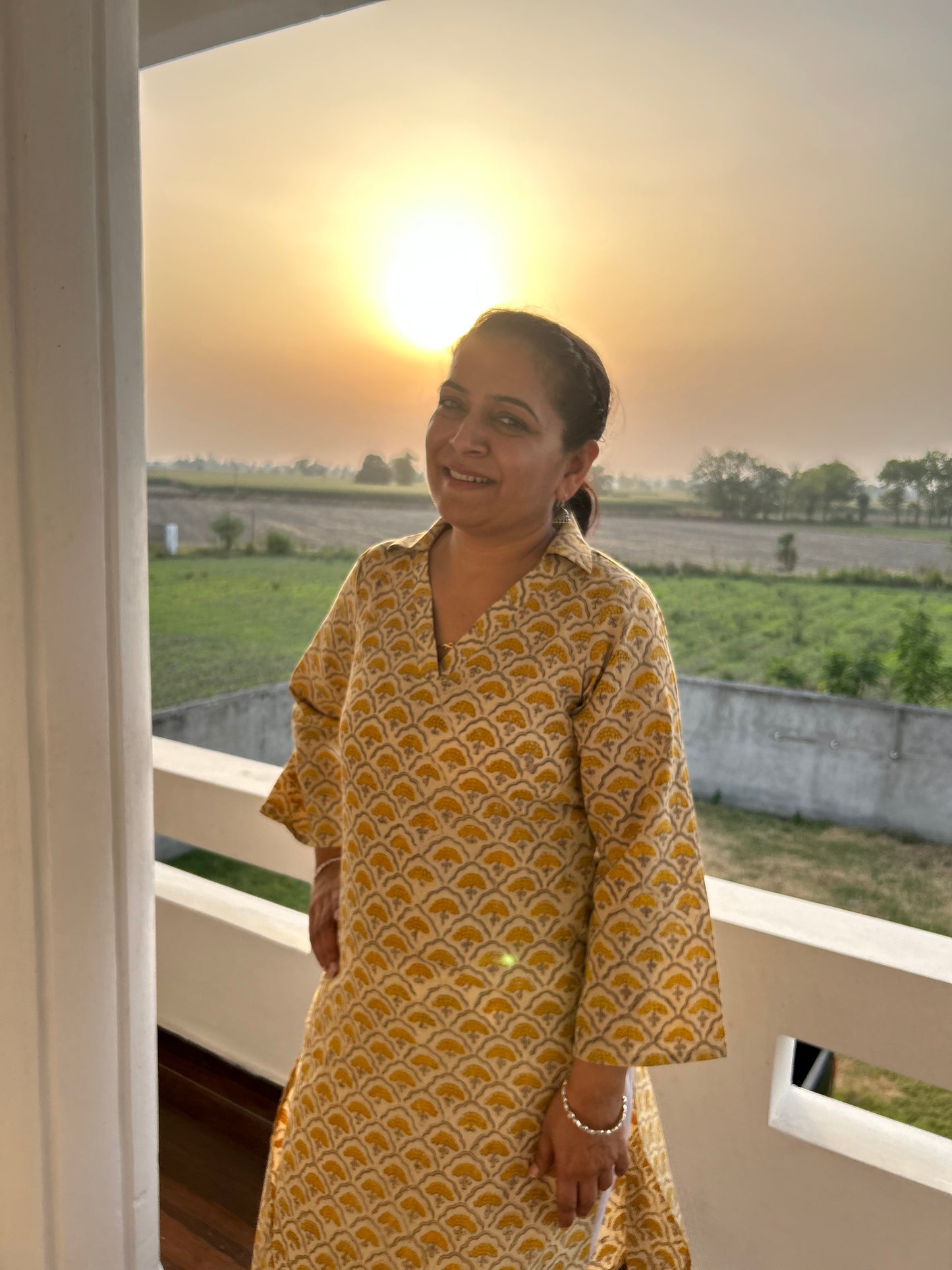 Beige Cotton Kalamkari Kurta .