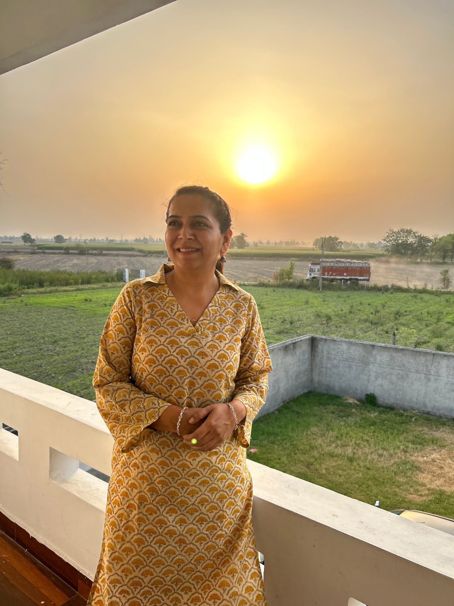 Beige Cotton Kalamkari Kurta .