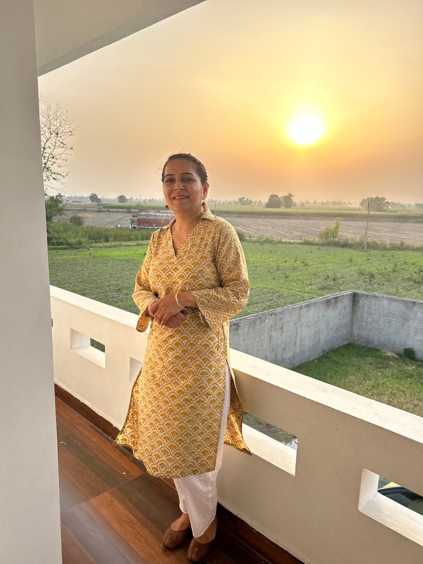 Beige Cotton Kalamkari Kurta .