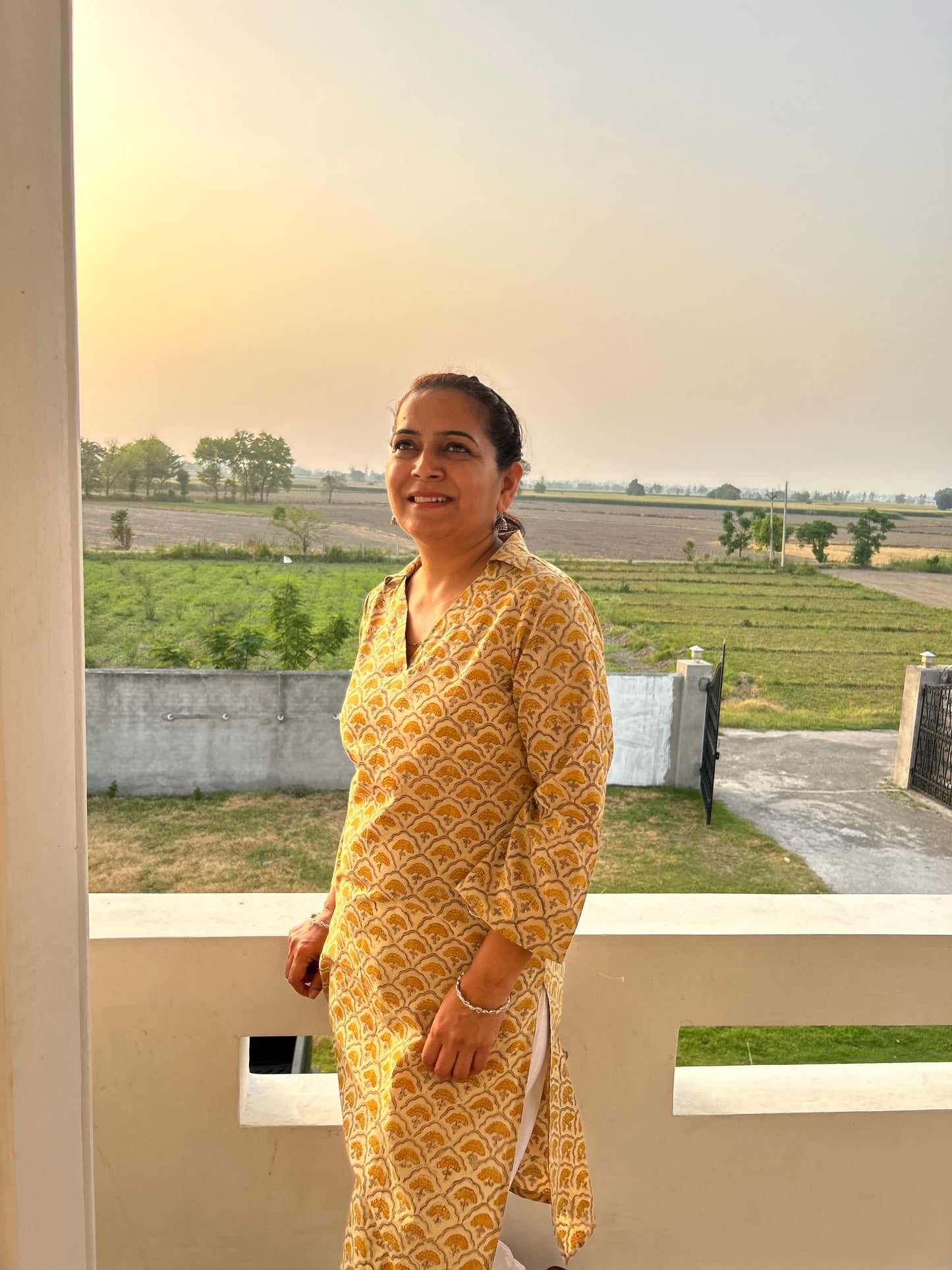 Beige Cotton Kalamkari Kurta .