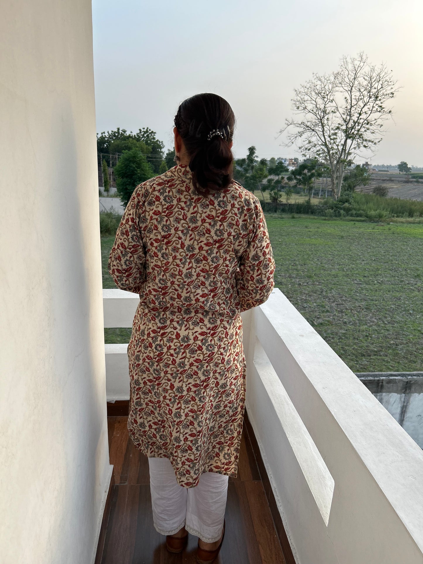 Beige Cotton Kalamkari Kurta