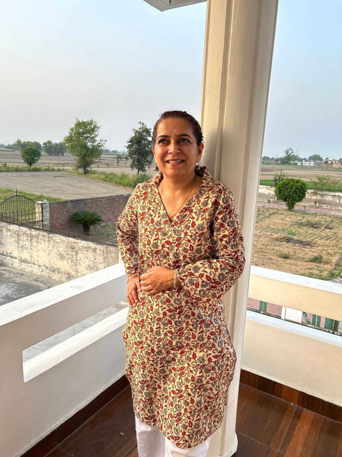 Beige Cotton Kalamkari Kurta
