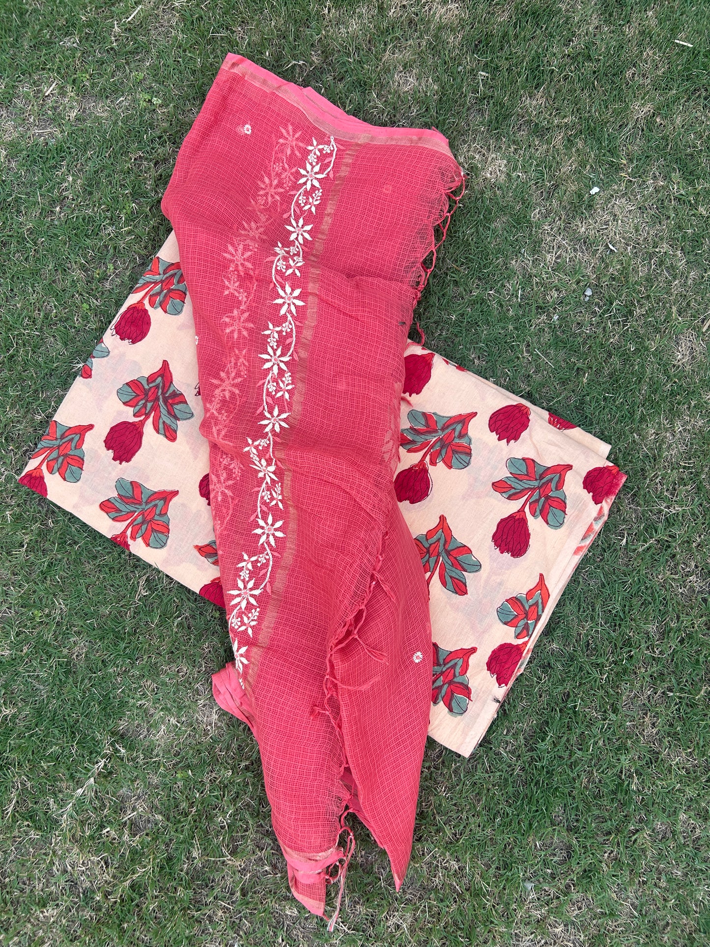 Chikankari Dupatta Cotton Kurta Fabric