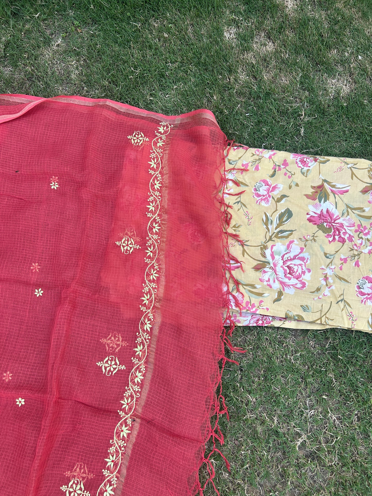 Chikankari Dupatta Cotton Kurta Fabric