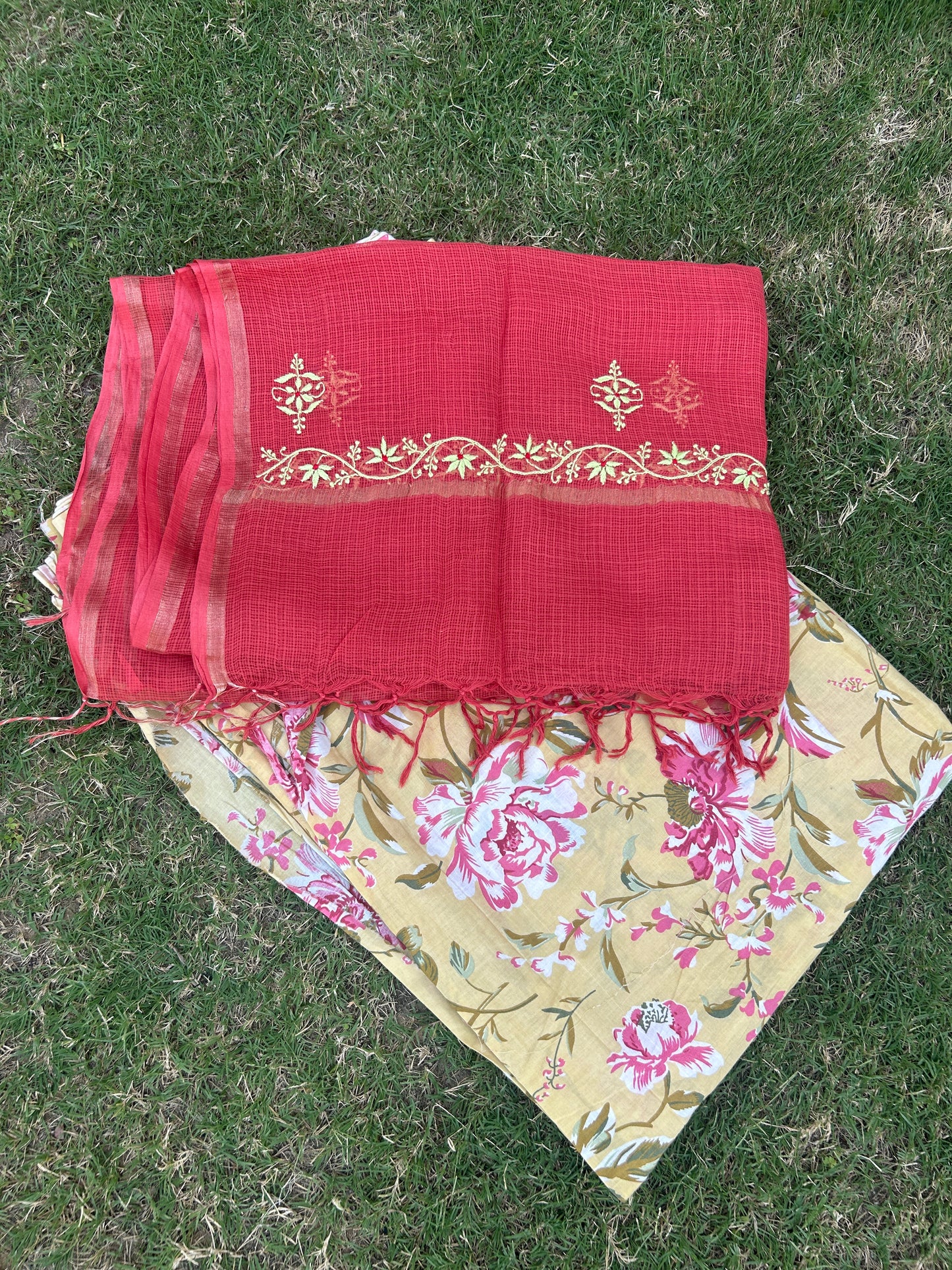Chikankari Dupatta Cotton Kurta Fabric