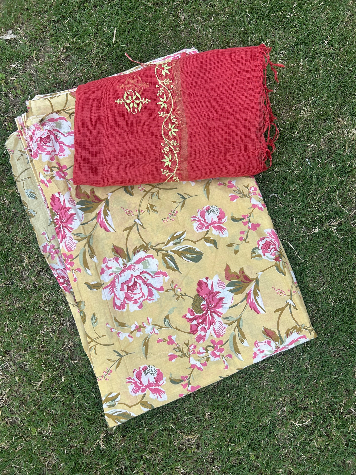 Chikankari Dupatta Cotton Kurta Fabric