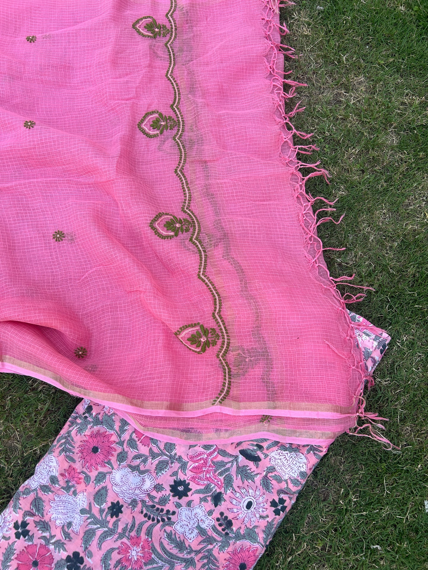 Chikankari Dupatta Cotton Kurta Fabric