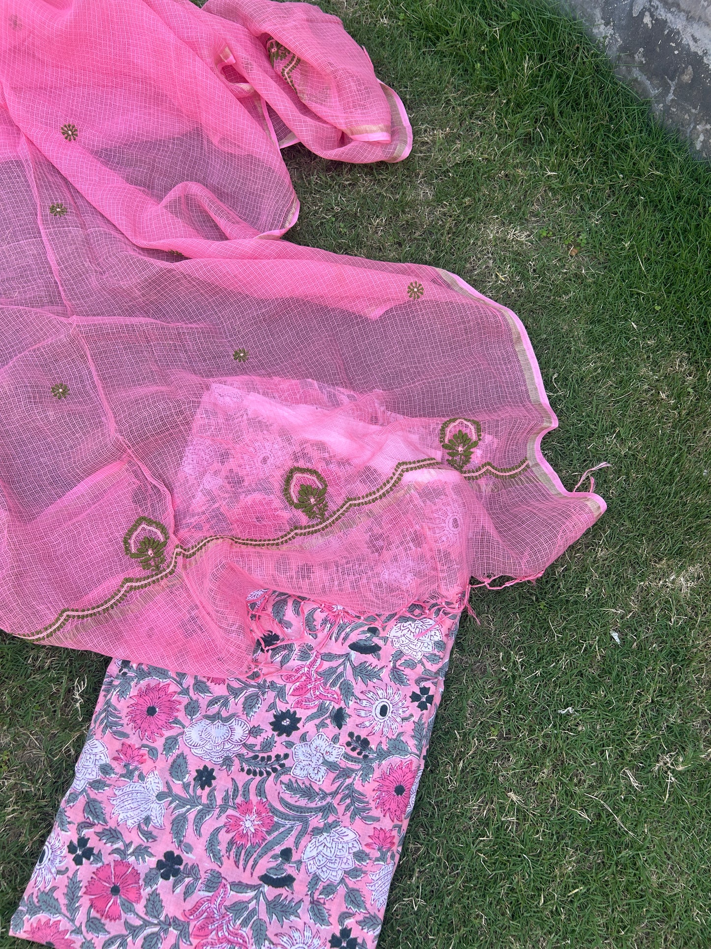 Chikankari Dupatta Cotton Kurta Fabric