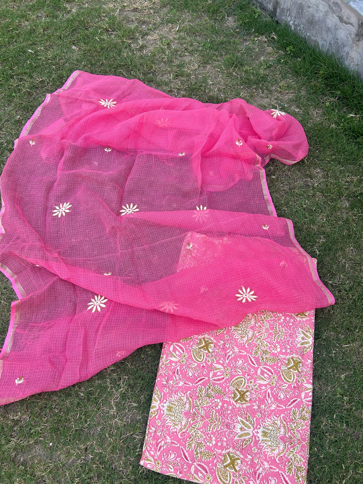 Chikankari Dupatta Cotton Kurta Fabric
