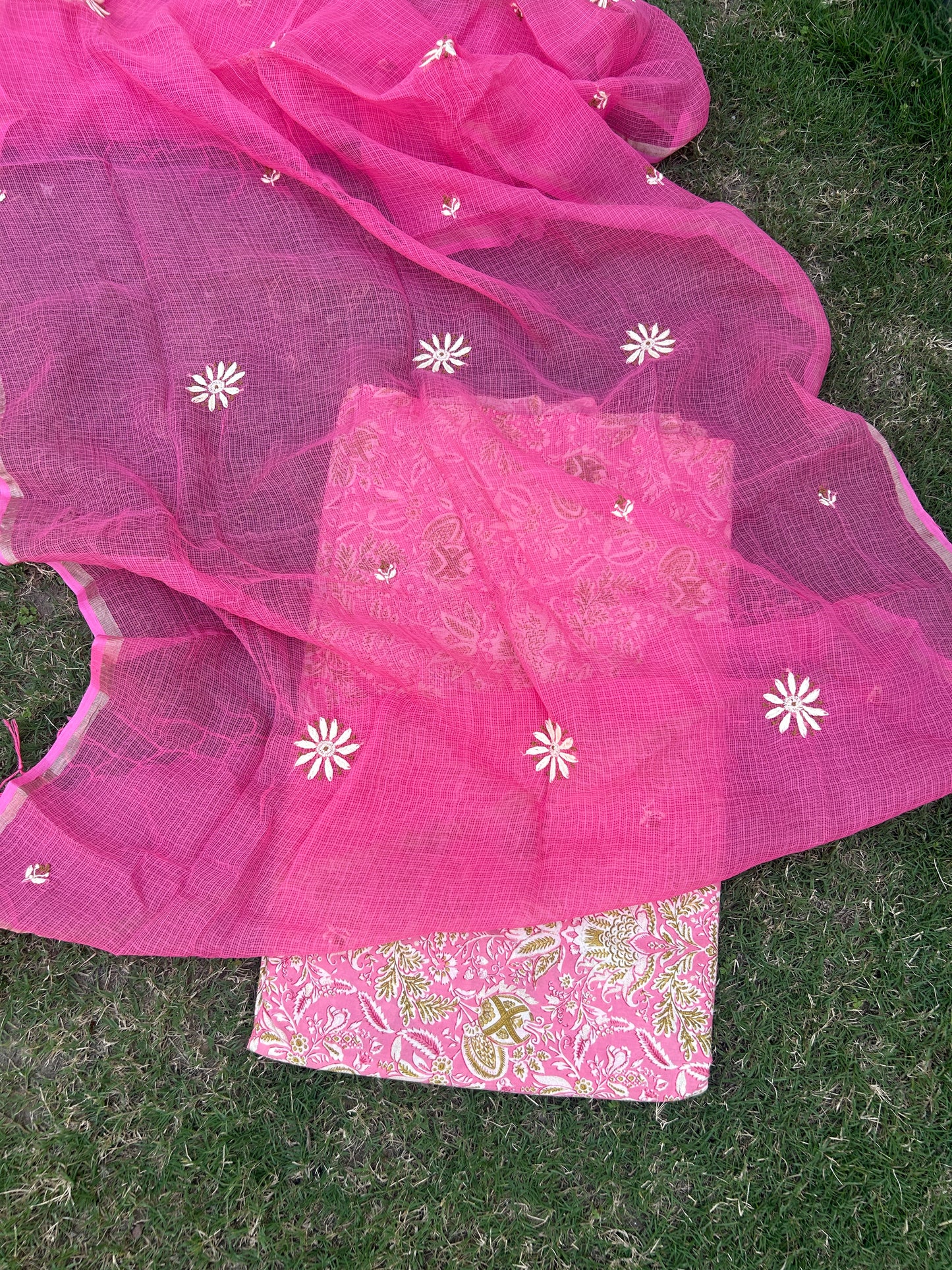 Chikankari Dupatta Cotton Kurta Fabric