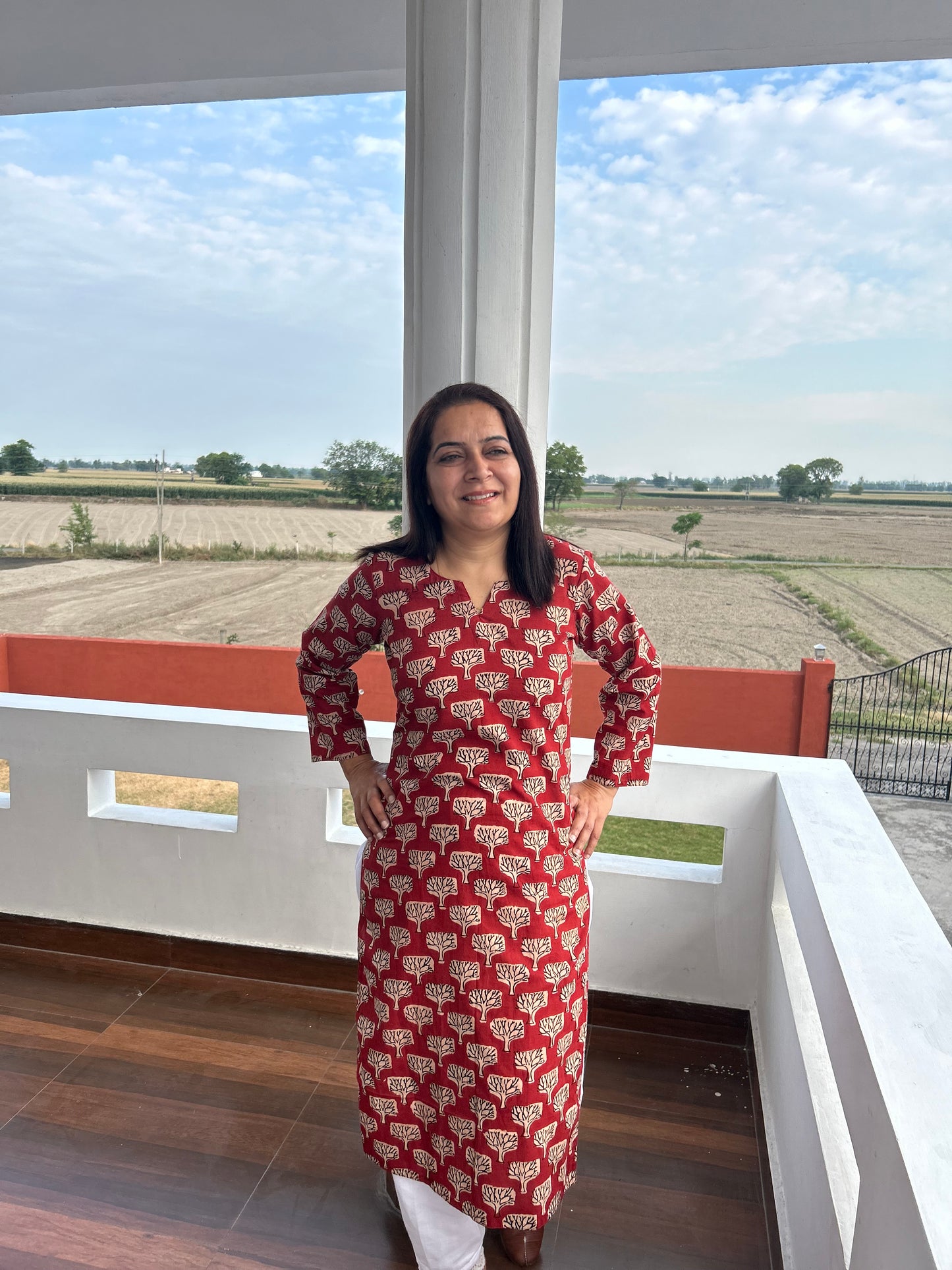 Rust Dabu Print Kurta  Block Printed Kurta