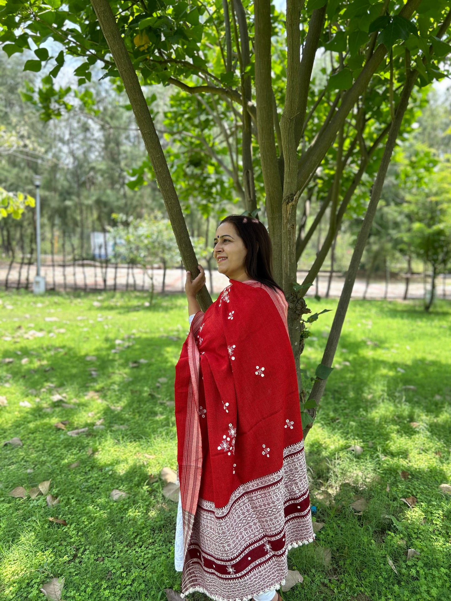 Red Woolen Bhujodi Shawl