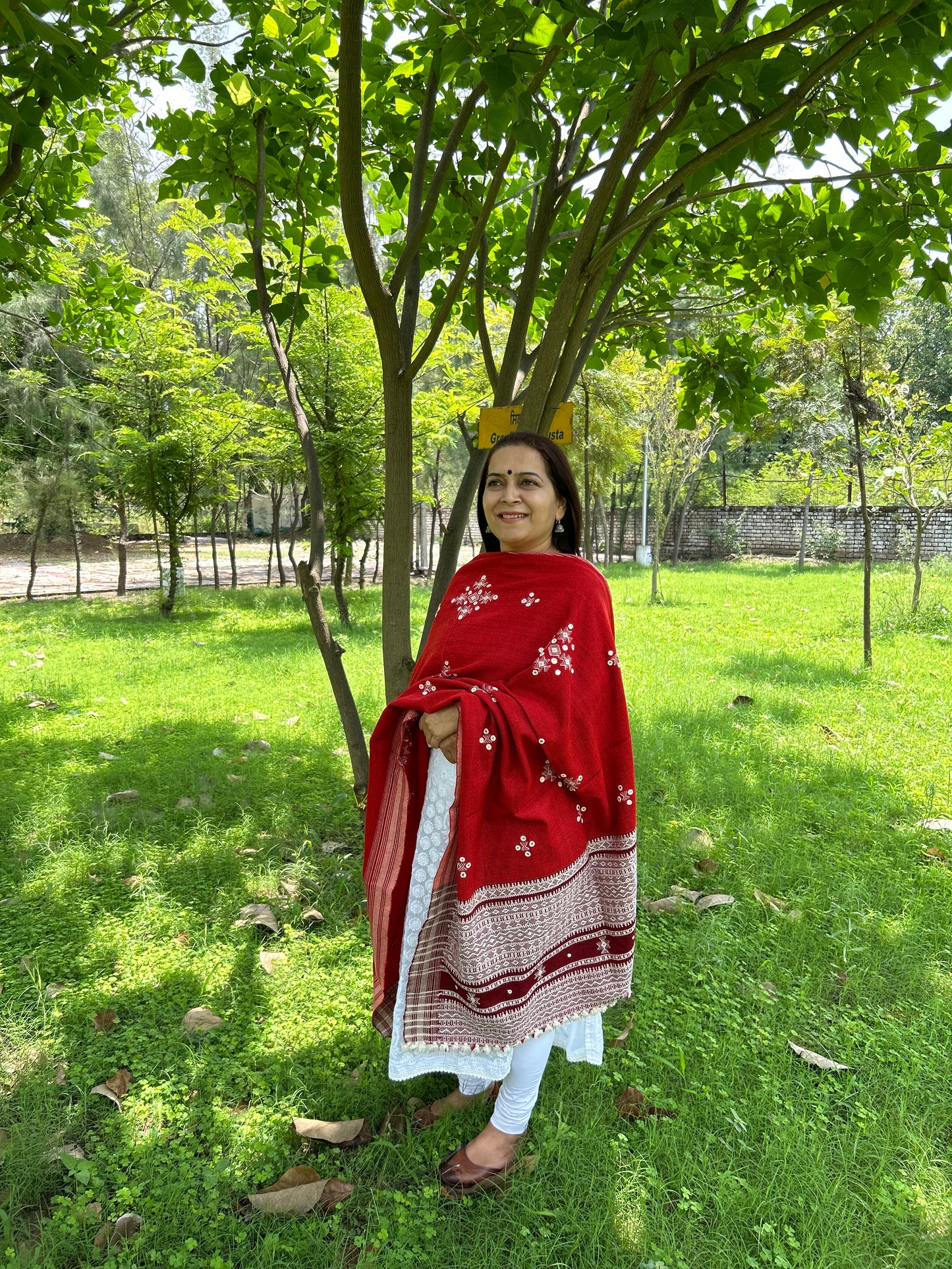Red Woolen Bhujodi Shawl