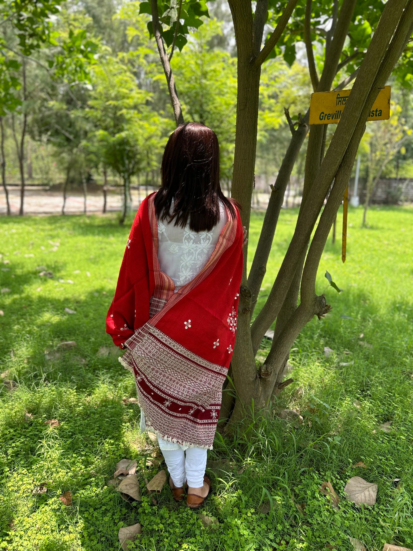 Red Woolen Bhujodi Shawl