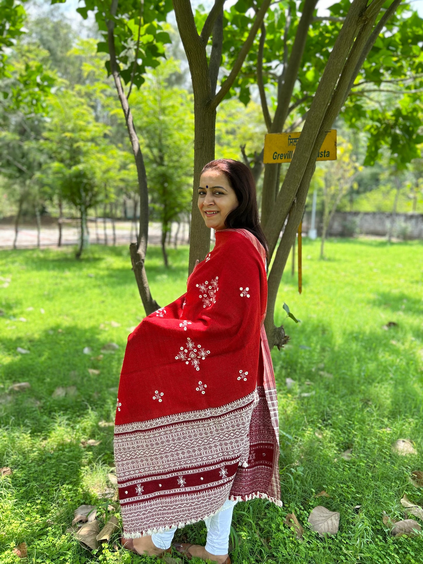 Red Woolen Bhujodi Shawl