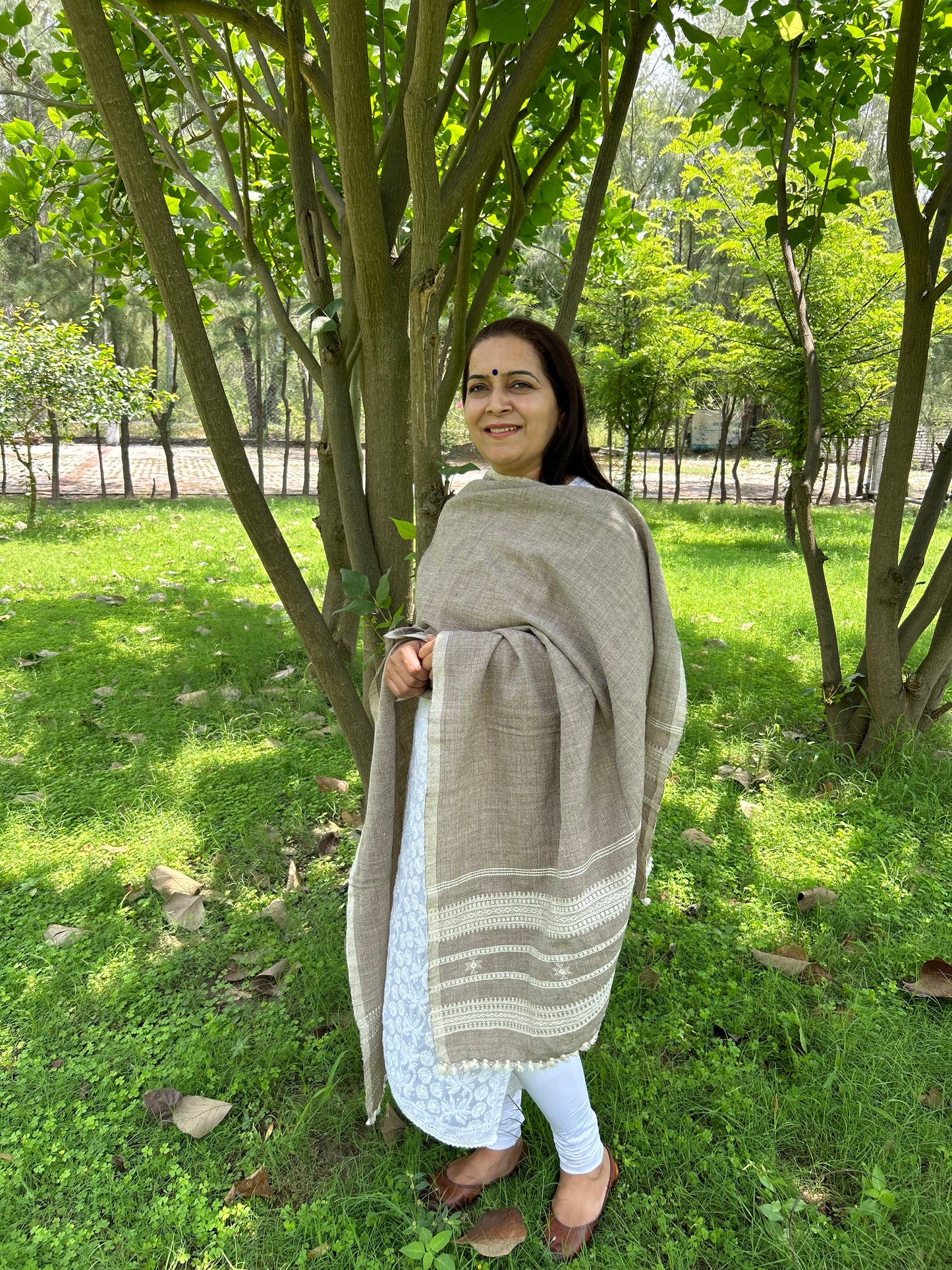 Grey Wool Bhujodi Shawl