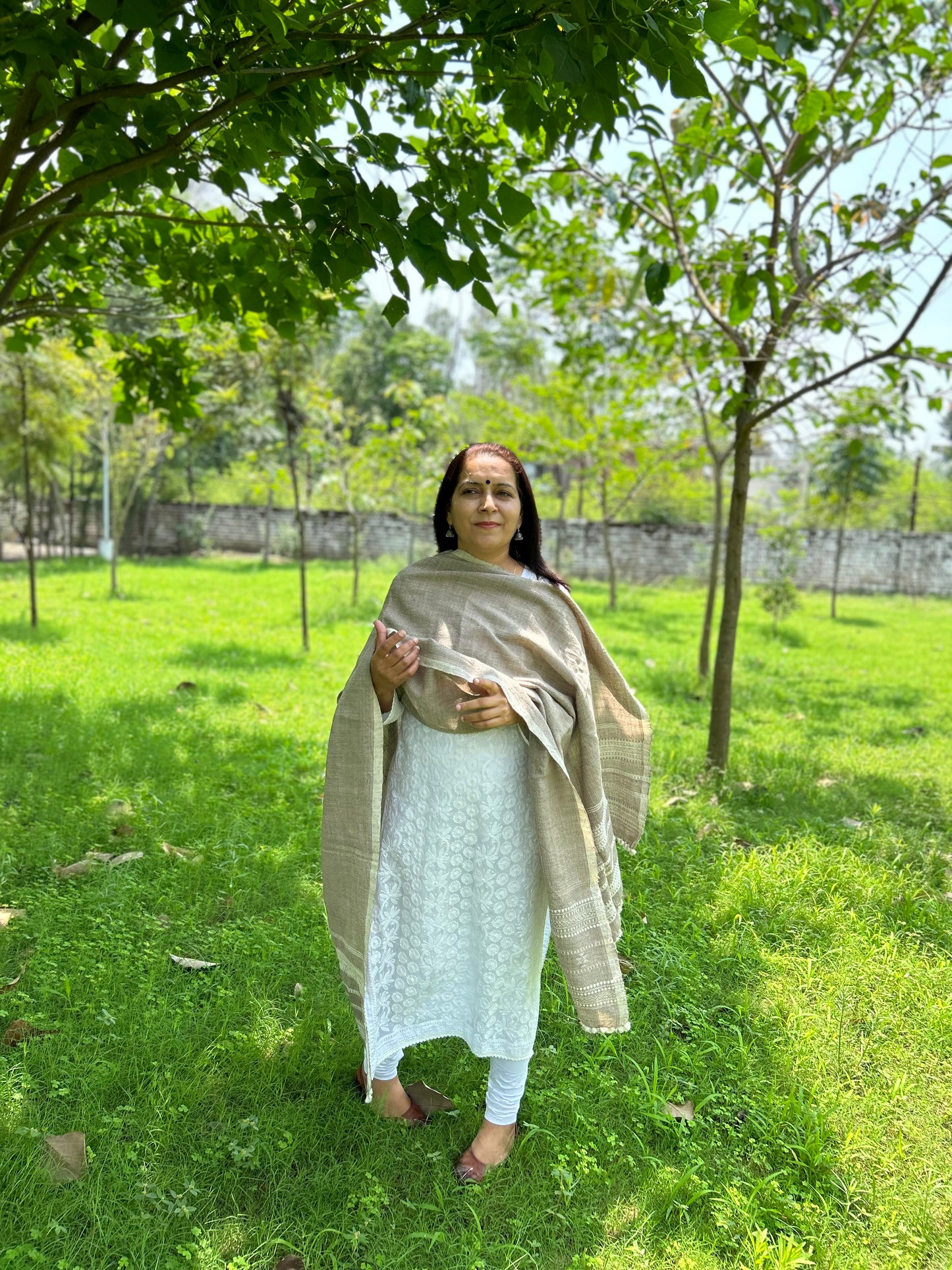 Grey Wool Bhujodi Shawl