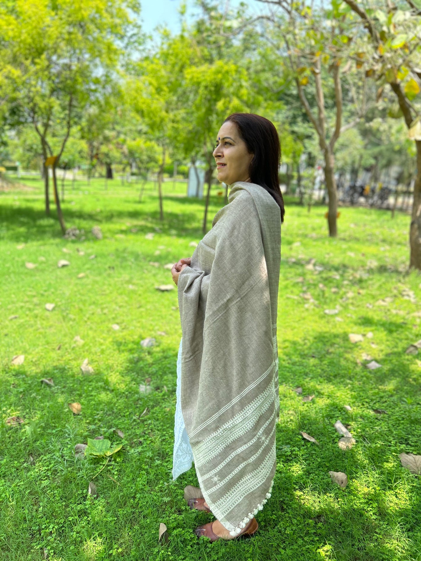Grey Wool Bhujodi Shawl