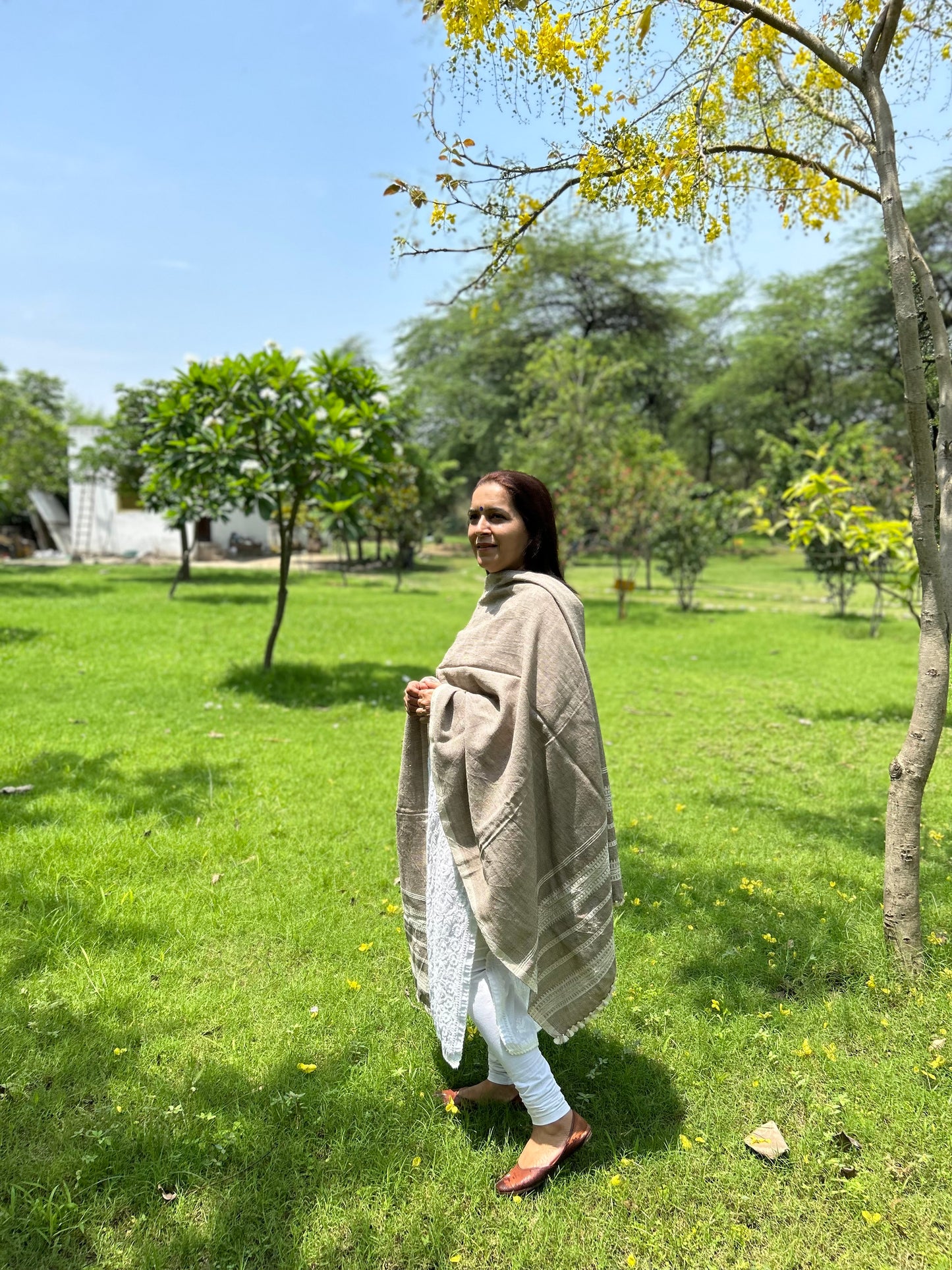 Grey Wool Bhujodi Shawl