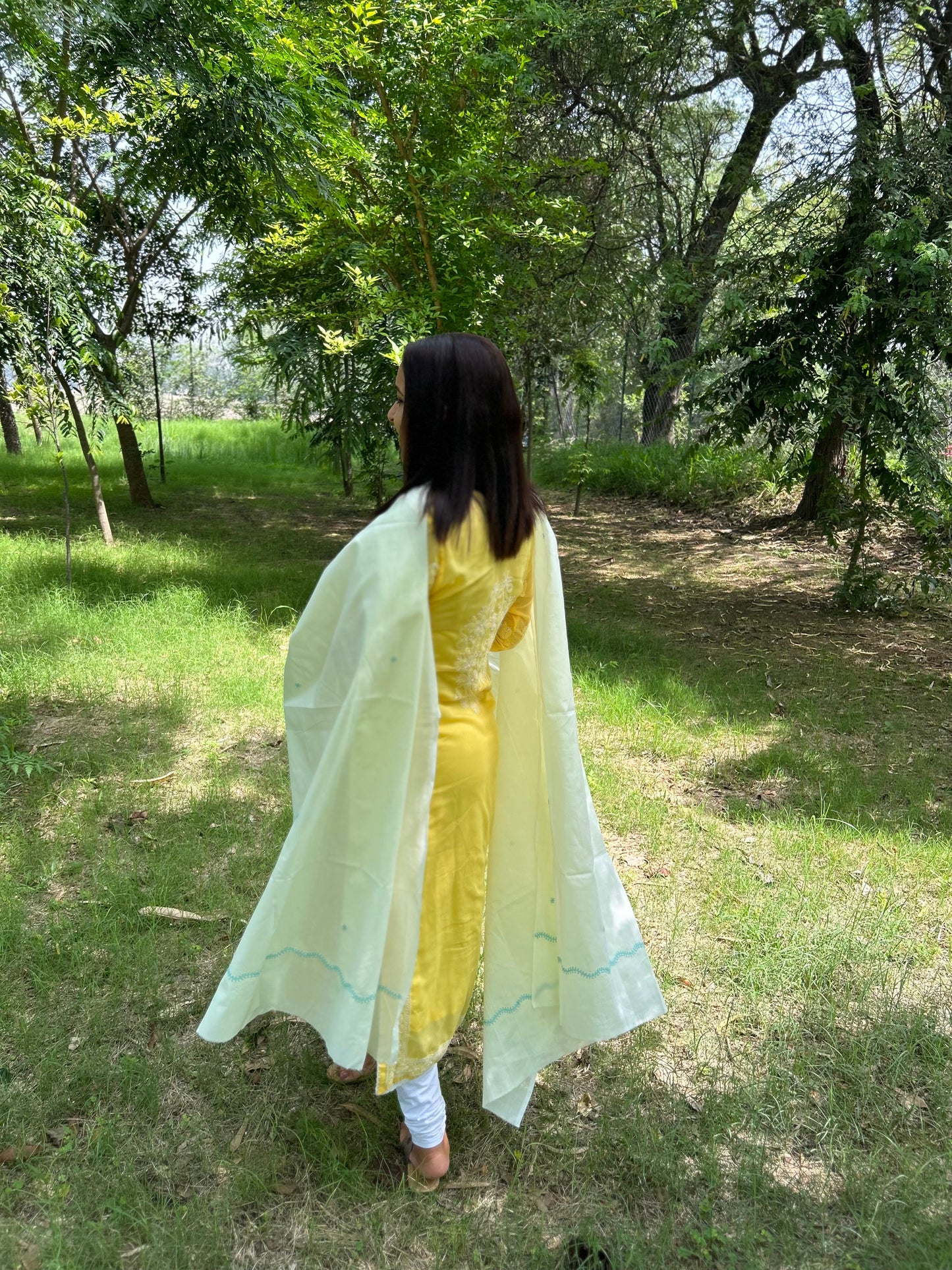 Off White Cotton Voile Chikankari Dupatta