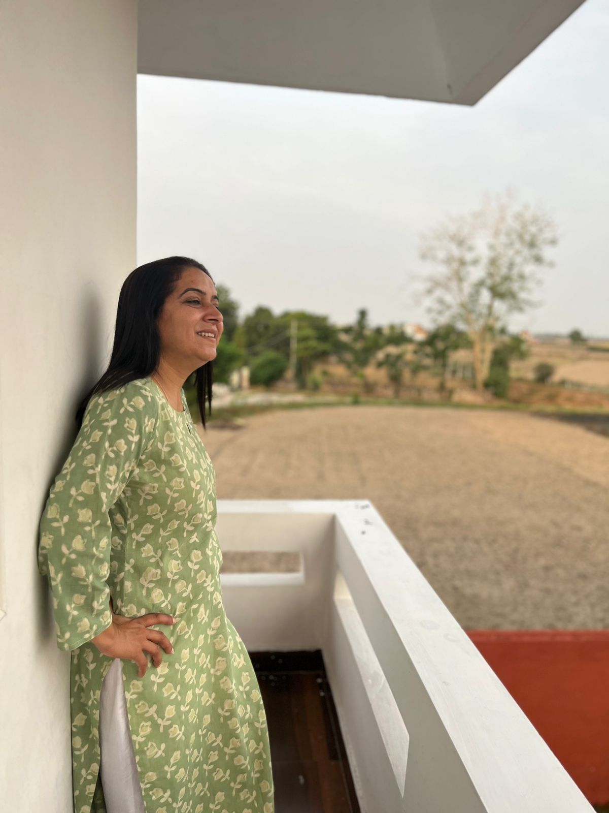 Green Cotton Hand Block Printed Knee Length Kurta