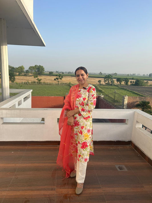 Multi Color Cotton Block Printed Kurta