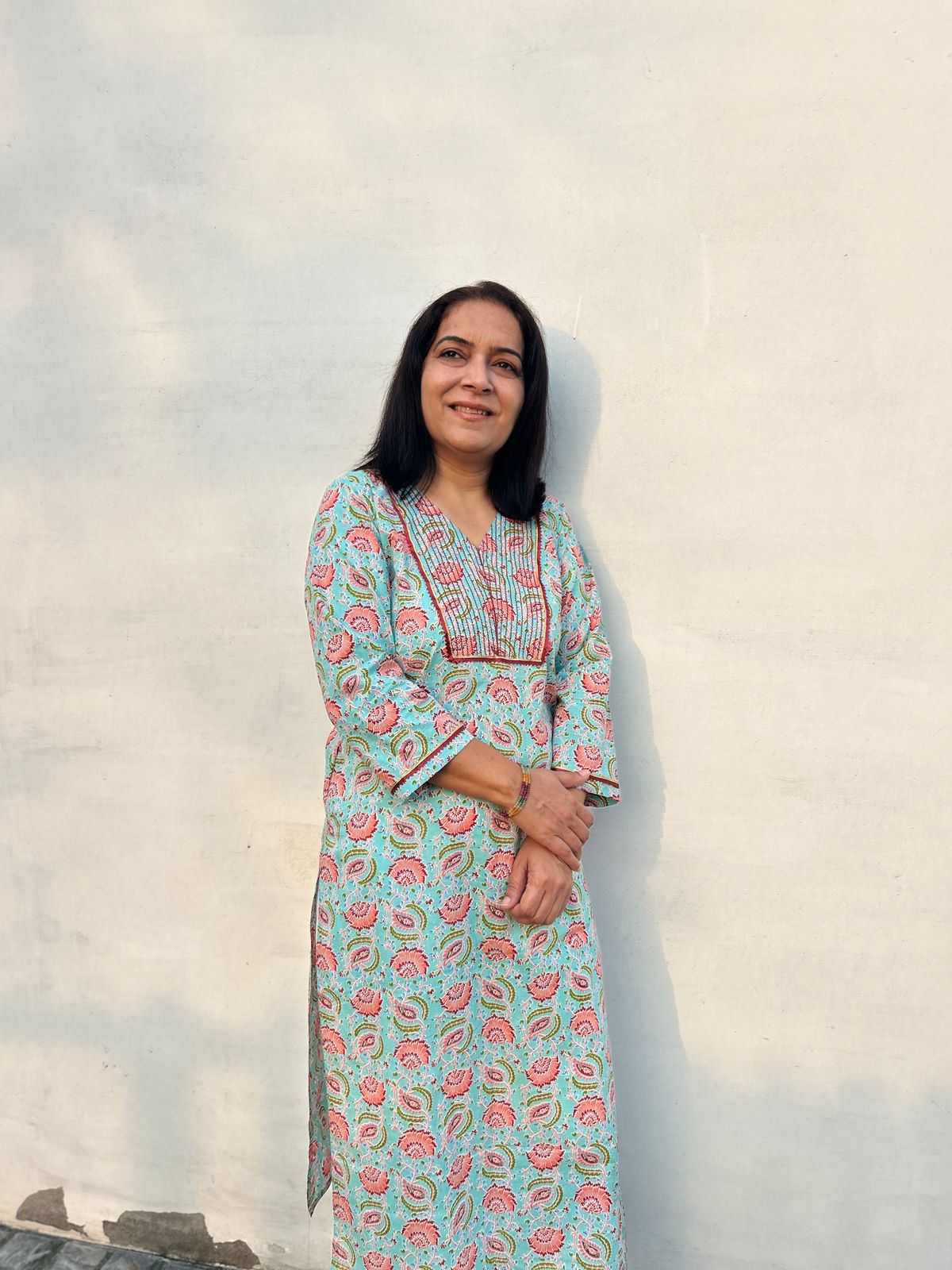 Multi Color Cotton Block Printed Kurta